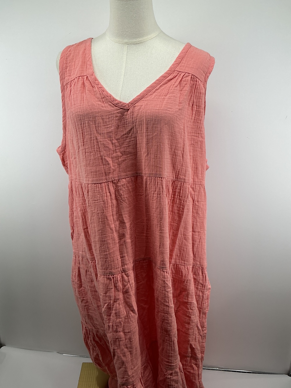 100% Organic Cotton Gauze Tiered Maxi Dress